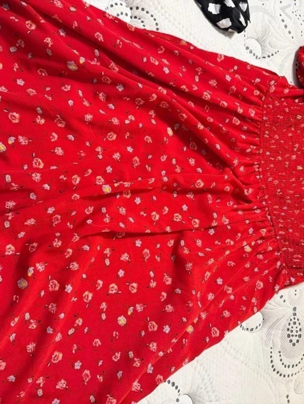 Floral Maxi Dress in Red with White flowers Like New